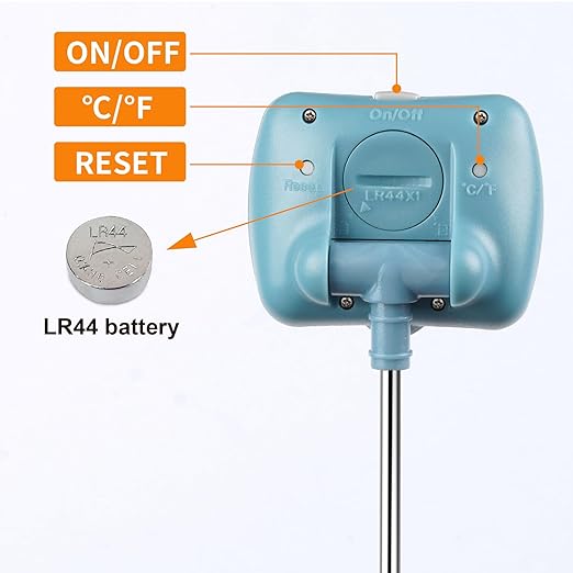Digital Candy Thermometer with Adjustable Display, 304 Stainless Steel Probe, -58°F~572°F, Includes 2 Pot Clips & Heat-Insulating Pad for Sugar Syrup, Jam, Chocolate, Frying Oil (Blue)