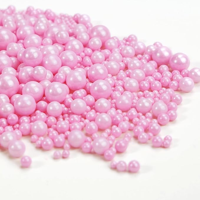 Dazzjoy Edible Pink Pearl Sprinkles, Pearl Sugar Sprinkles130g/4.58oz, Cupcake Toppers Cake Decorations, Easter Wedding Party Valentines Halloween Christmas Supplies
