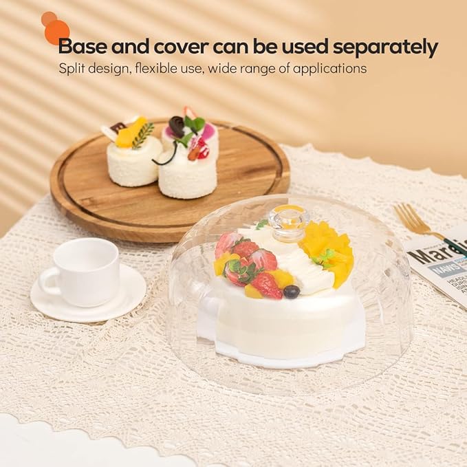 cutesun acacia wood cake stand with lid, 11.8'' Rotating Cake Stand with Dome, Shaterproof 10.4'' Acrylic Cake Display Cover, Cake Holder Tray for Wedding Gift，Kitchen,Birthday,Parties,Baking Gifts