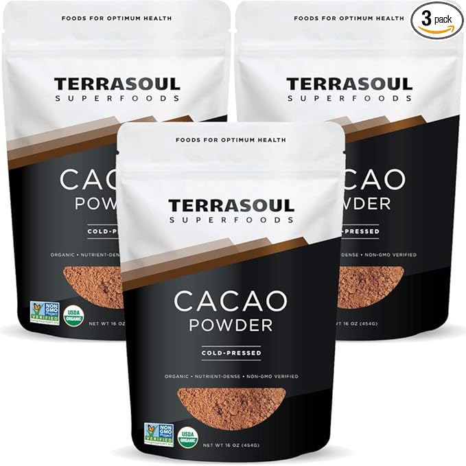 Terrasoul Superfoods Organic Cacao Powder, 3 Lbs (3 Pack) - Raw | Keto | Vegan