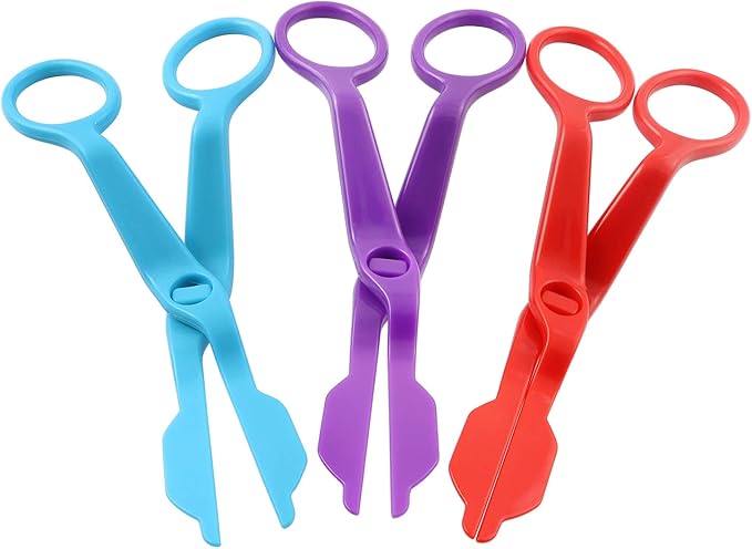 ZYAMY 3pcs ABS Plastic Cake Scissors Flower Fondant Decorating Cake Tool Flowers Lifter Cake Edge Scissors Clip Cream Transfer Confectionery Tool (Purple, Red, Blue)
