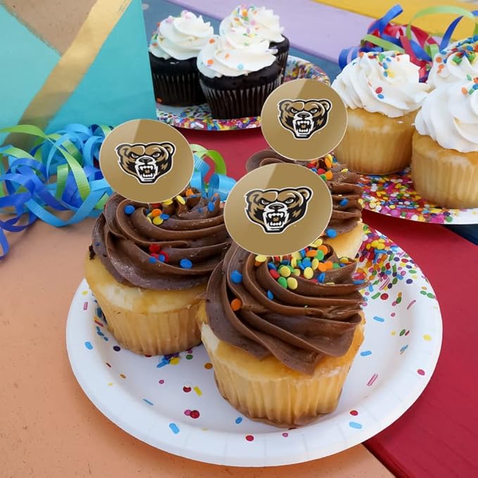 Oakland University Primary Logo Cupcake Picks Toppers Decoration Set of 6