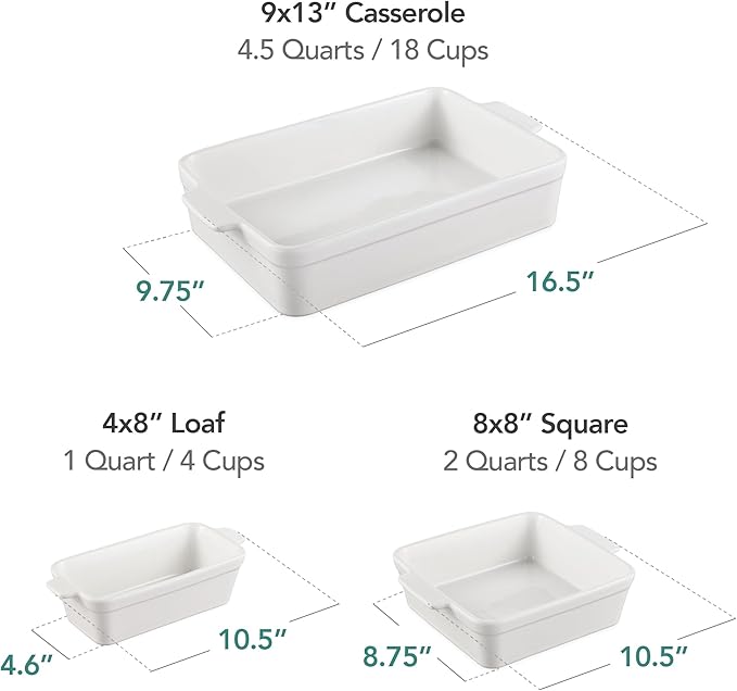 Best Choice Products Set of 3 Large Serving Trays, Party Platters and Ceramic Non-Stick Bakeware For Appetizers, Charcuterie, Snack, Dessert, Casserole, Sour Dough Bread Loaf - Vanilla Buttercream
