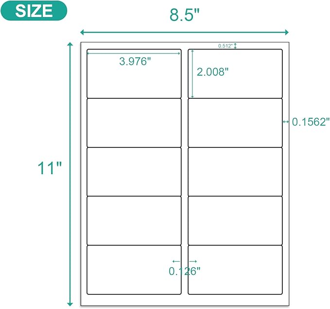MFLABEL 2x4 Labels, 10-UP Shipping Address Labels, 2500 Labels,250 Sheets Labels for Printer, Internet Mailing Shipping Labels, Label Stickers, 2" x 4" FBA Labels for Laser/Inkjet Printer
