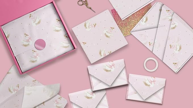 Pro Supply Global Swans Printed Tissue Paper for Gift Bags or Boxes and Wrapping - Baby Shower Bulk Decorative Art Tissue Paper for Packaging and Gifting | 24 Sheets 20" x 30"