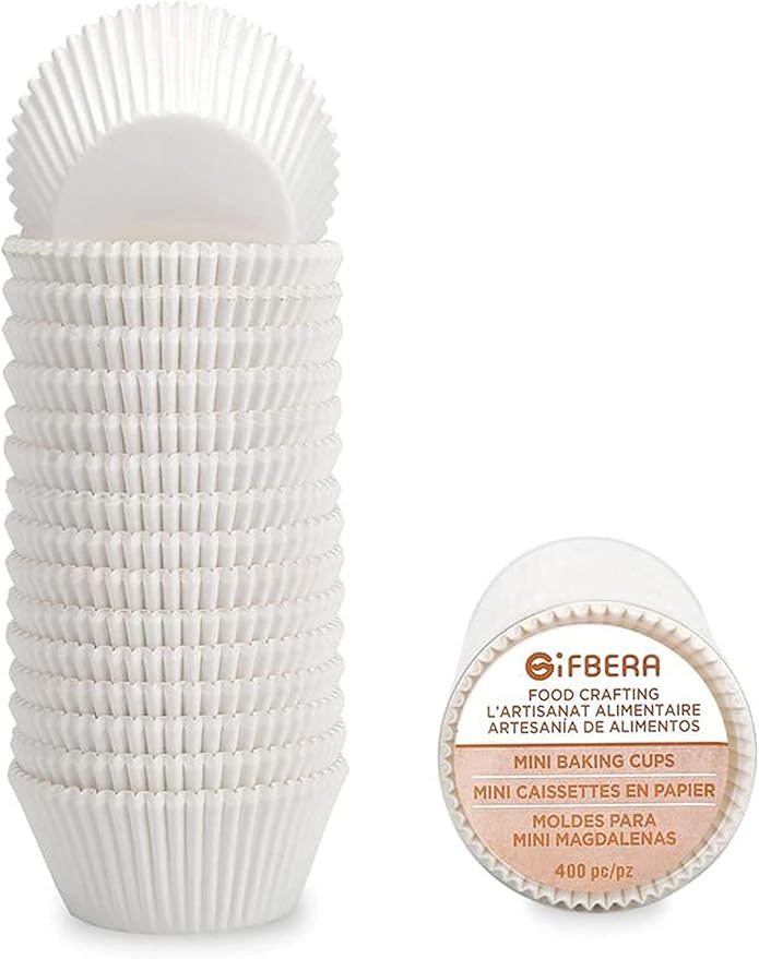 Gifbera Mini White Cupcake Liners 400-Count, Greaseproof Paper Muffin Baking Cups for Baking, Wedding, Celebration