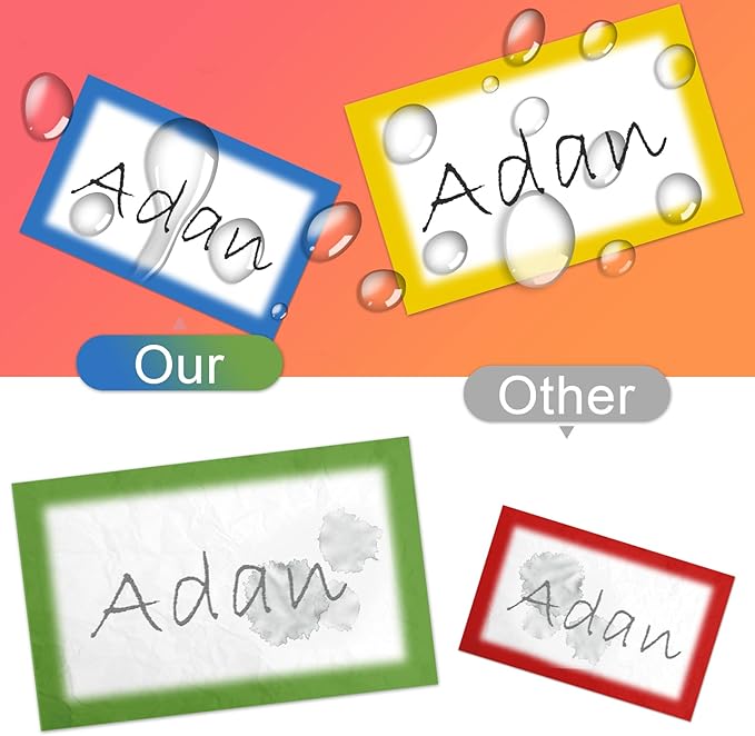 MFLABEL® Colorful Name Tag Labels - 800-Pack Writable Stickers for Kids, Office, School & Events, 3.5 x 2.25 Inch, Easy Peel & Stick, Waterproof Name Tags for Organizing, ID, Party & Classroom Use