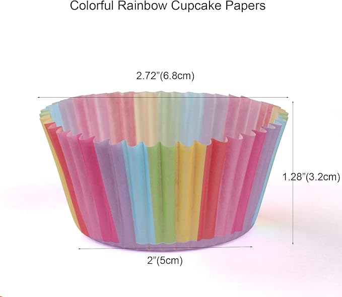 WARMBUY Rainbow Cupcake Papers Baking Cup Liners, 300 Pcs