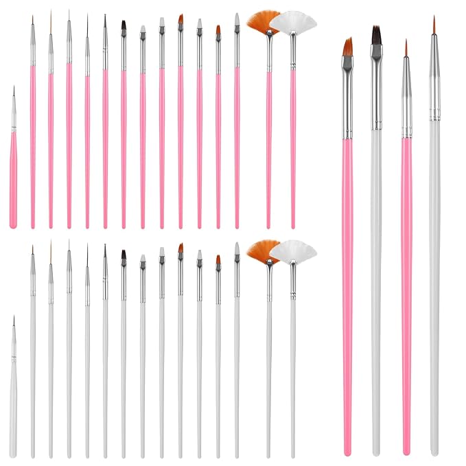 Cake Decorating Brushes, 30 PCS Food Paint Brush Food Safe Cookie Paint Brushes Kit Cookie Decorating Fondant Brush DIY Tool Set Icing Pastry Brushs for Painting Baking Supplies, White and Pink