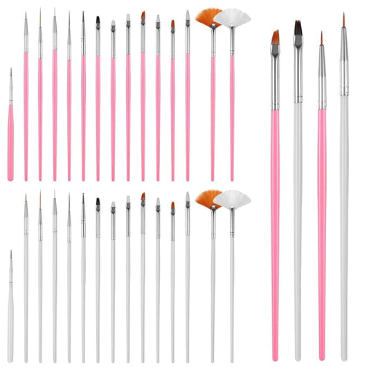 Cake Decorating Brushes, 30 PCS Food Paint Brush Food Safe Cookie Paint Brushes Kit Cookie Decorating Fondant Brush DIY Tool Set Icing Pastry Brushs for Painting Baking Supplies, White and Pink