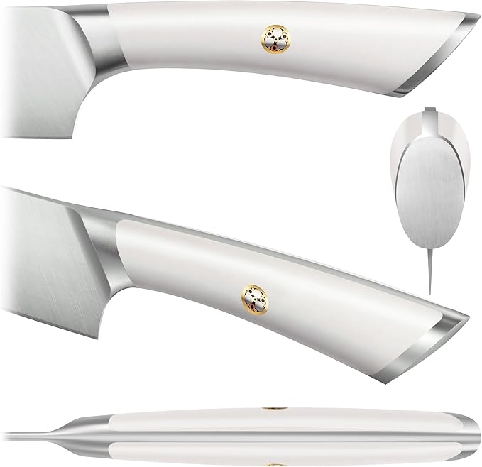 Cangshan ELBERT Series German Steel Forged Cleaver Knife Block Sets, Acacia (7-Piece, White)