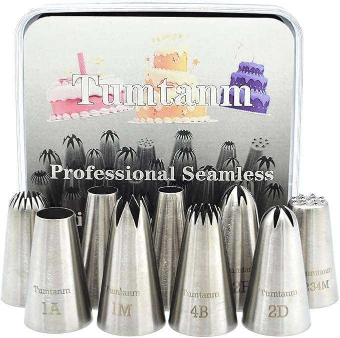 9 pack Large piping nozzles, Seamless Icing Nozzles for Cake Decorating