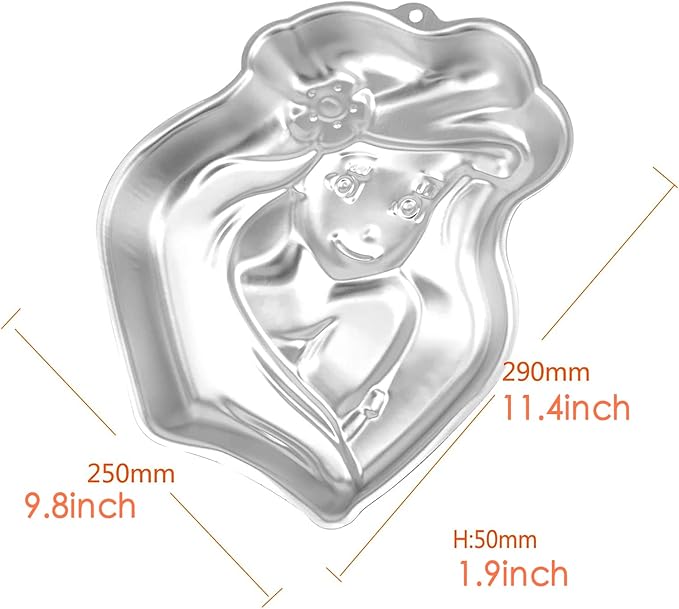 Princess Doll Girl Shaped Birthday Cake Pan, Aluminum 3D Baking Mould Tin