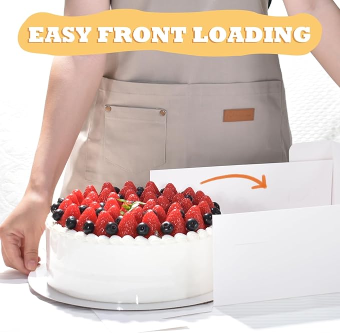 KPOSIYA 40pcs 12x12x6 inches Cake Boxes with Cake Boards（20 Boxes & 20 Boards）, White 12 inch Cake Boxes with Window,Cajas Pasteles Square Cardboard Cake Containers for Christmas Thanksgiving
