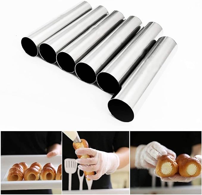 21pcs Cannoli Forms Canoli Tube Set, Cannoli Tubes Molds, Non-stick Stainless Steel 12pcs Tubular Shaped Baking Molds for Danish Pastry Lady Lock Form, Cream Roll, Croissant