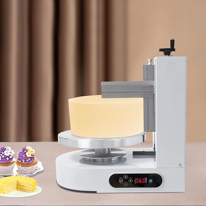 200W Electric Cake Cream Spreading, Cream Coating Spreading Smooth Machine with Surface Scraper Low Noise Cake Decorating Machine 60-320RPM Rotating Speed for 4-12inch Cakes