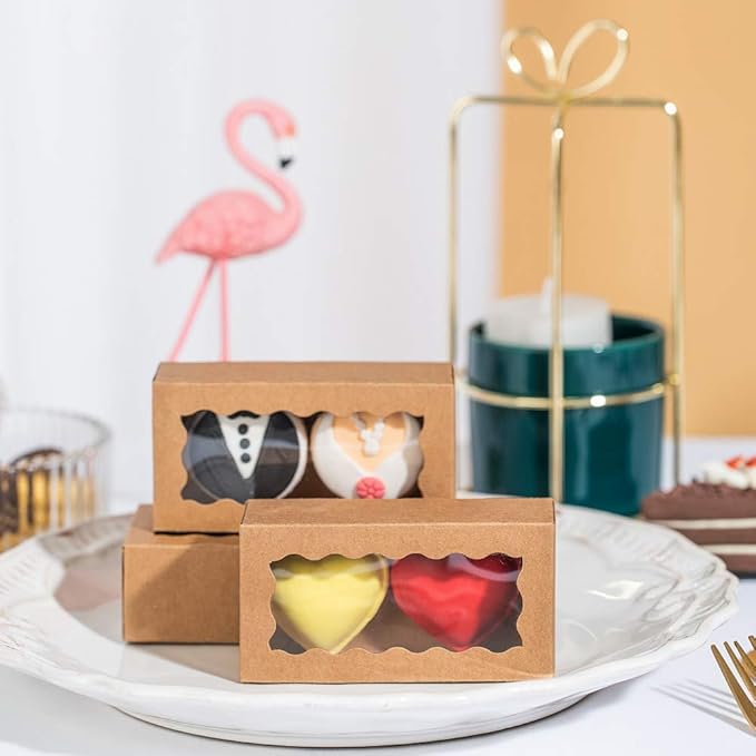 JCXGRVC small treat boxes with window - 35pcs candy box for chocolate & bakery treats - 4.17 x 2.16 x 1.37 inches small bakery boxes