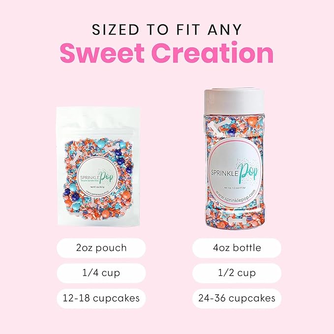 Sprinkle Pop Oh Biscuits! Sprinkle Mix | Blue Orange White Peach Sprinkles with ~10 Dog Bones Wafer Papers| Bluey Themed Sprinkles Made in USA for Decorating Birthday Cakes Cookies Cupcakes, 2oz