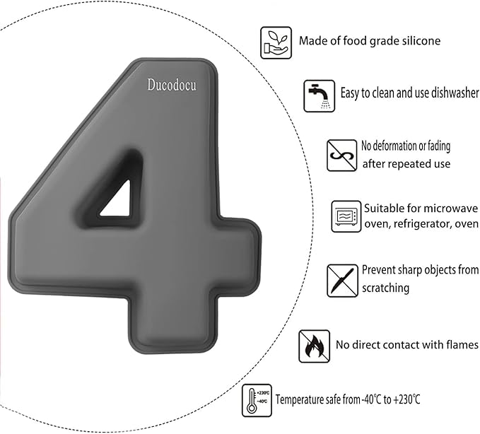 Ducodocu Silicone Number Cake Pan Large 3D Number Cake Mold Baking Forms Novel Cake Tins DIY Baking Mold for 15/51th Birthday Wedding Anniversary 10 inch Number of 1&4 Grey, Purple