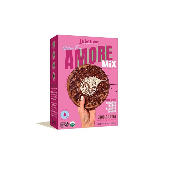 Dilettoso's Organic Gluten-Free Oat Flour Baking Mix | Chocolate | Pancakes, Waffles, Cupcakes, Brownies, and Cookies | 10oz AMORE Mix (1 Box)