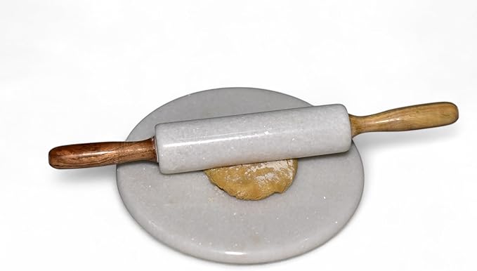 Marble Rolling Pin (white chakla, 12x12 inches)