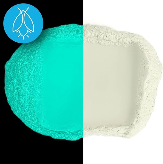 Glow in The Dark Pigment Powder - Neutral and Fluorescent Color for Art Painting, Fine Art, Nail Art Paint, and DIY Crafts - Long Lasting, 10+ Color Options - Neutral Aqua - (120 Grams/4 Ounces)