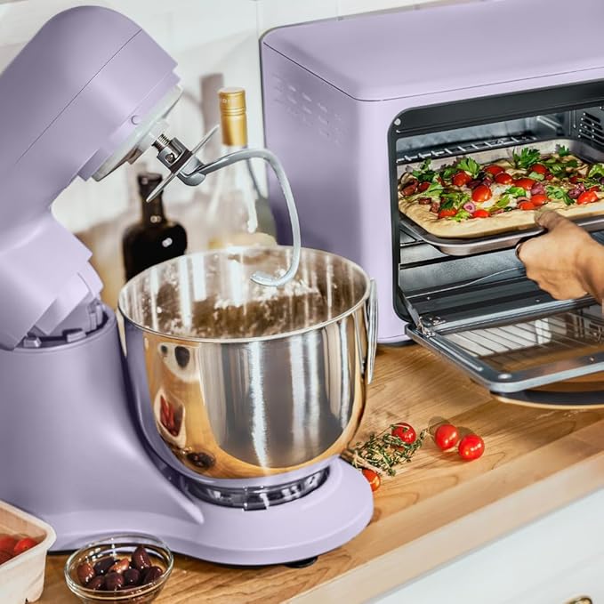 Beautiful 5.3QT 300W Stand Mixer with 12 Speeds, Tilt-Head, Splash Guard & Dishwasher-Safe Accessories, Soft Matte Finish – Mixes Up to 9 Dozen Cookies, Includes Dough Hook & Whisk (Lavender)