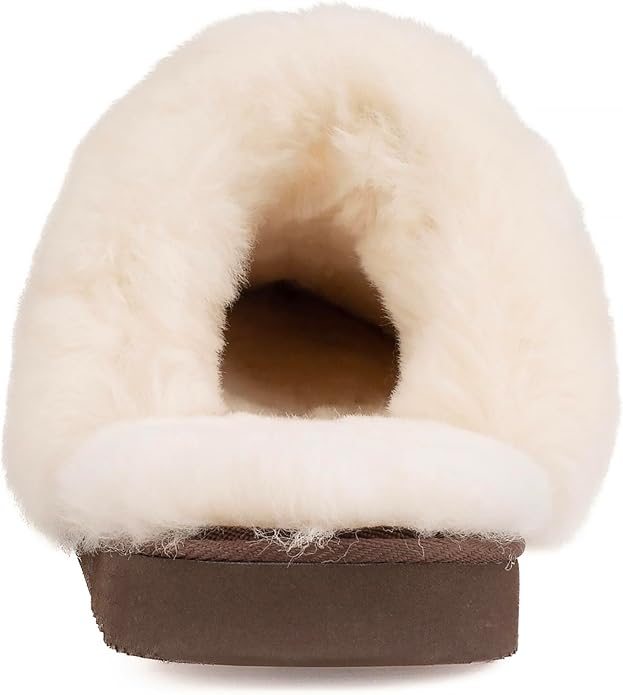 Parfeying Women's Sheepskin House Slippers Indoor Outdoor Shearling Shoes for Women