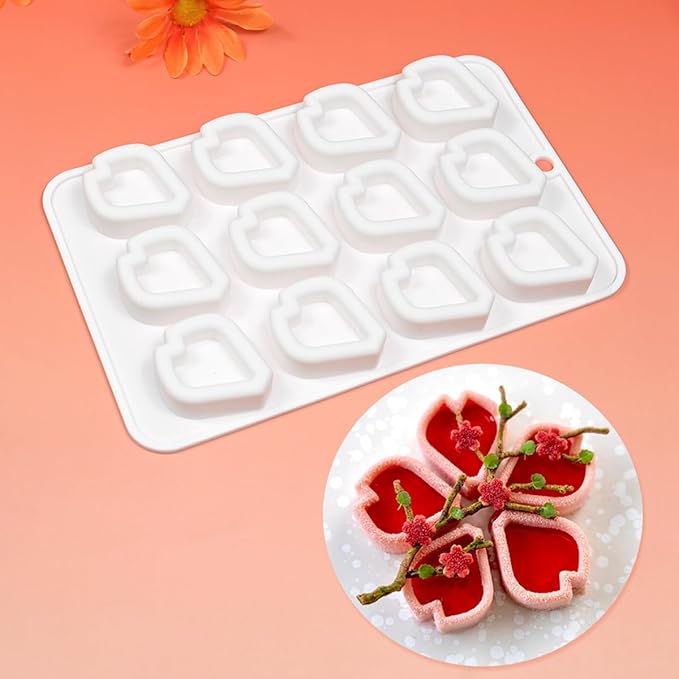 mostsom Peach Blossoms 3D Silicone Mold For Baking Non-Stick Sphere Baking Mold For Mousse Cake Fondant Sugarcraft Dessert Pastry Tools (J_ Peach Blossoms)
