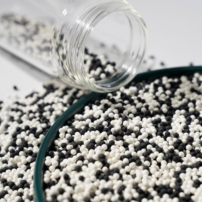 Sprinkles 130g/4.6oz, Black White Edible Pearl Sprinkles for Cake Decorations, Baking, Ice Cream, Cookies, Cupcake Topper Edible Pearls Sprinkles - 2mm Matte White Sugar Pearls for Cake Decorating (2mm white black)