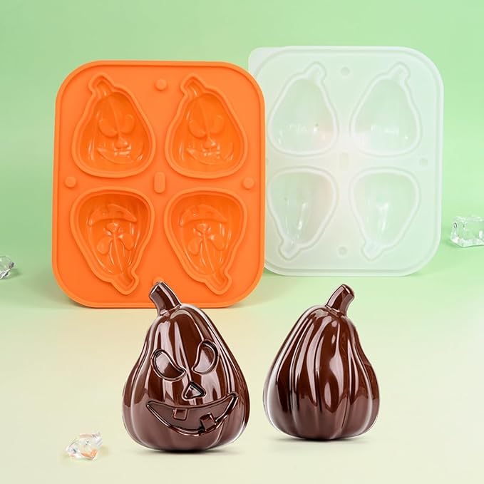 mostsom Silicone Mold Mousse Molds 2 in 1 Pastry Mold 3D Pumpkin Halloween Dessert Mousse Cake Baking Pan Chocolate Candles Soap Fondant Molds DIY Cake Decoration Tools (C_ Pumpkin)