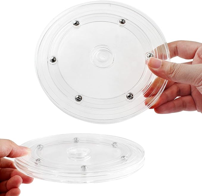 Murtenze 2Pcs 6 Inch Acrylic Turntable Organizer, Rotating Swivel Stand Spinner with Steel Ball Bearings for Kitchen Corner Cabinets Spice Rack Cake Decorating. (150mm,Clear)