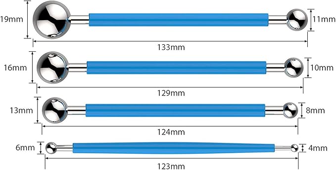 13PCS Fondant Tool, Cake Decorating Hand Tool, Double Head Metal Ball, Gum Paste Modeling Tools