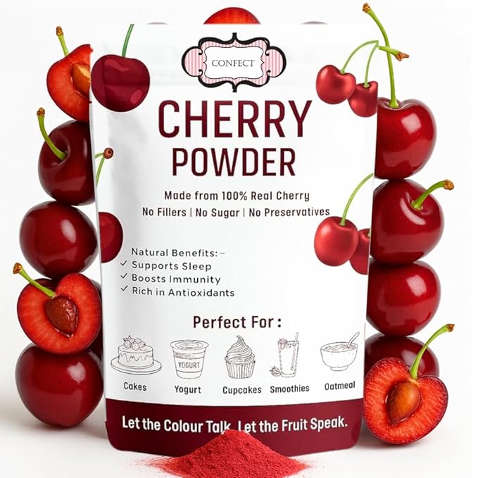 Confect Cherry Powder | Pure & Natural Fruit Powder for Smoothies, Baking, Beverages, Juices, Tea & DIY Recipes | Vegan, Gluten-Free, No Added Sugar – 4 OZ