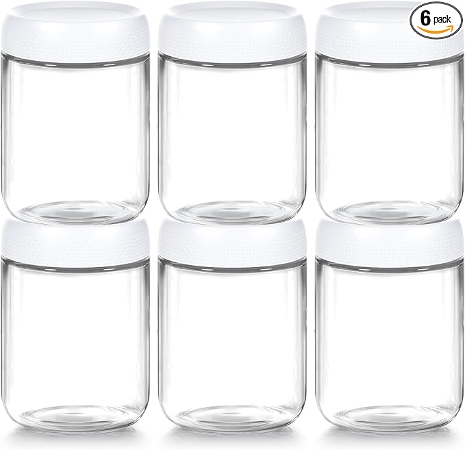 6-Pack Glass Storage Containers with Lids, Overnight Oats Containers with Lids, Wide Mouth Mason Jars 16oz, Glass Jar with Airtight Lid for Yogurt, Chia, Spice, Snack, Oats, Food Storage