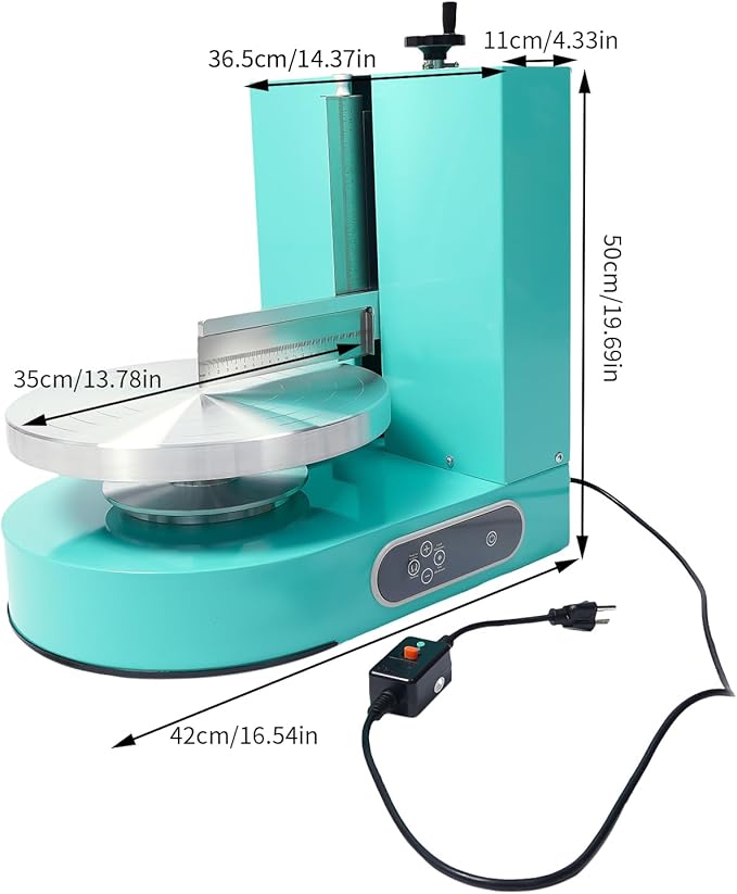 Cake Decorating Machine, 4-12 inch Cake Cream Spreading Coating Smearing Machine Cream Smooth Coating Decoration with Adjustable Spatula Turntable for Cake Shops, Dessert Shops (Green)