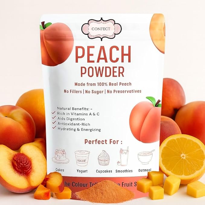 Confect Peach Fruit Powder | Pure & Natural Fruit Powder for Smoothies, Baking, Beverages, Juices, Tea & DIY Recipes | Vegan, Gluten-Free, No Added Sugar – 5 OZ