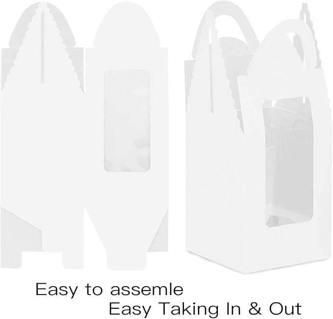 Cupcake Boxes, 30 Pack Individual Single With Clear Window Inserts Handle - Muffins Carriers Pastry Containers (White)