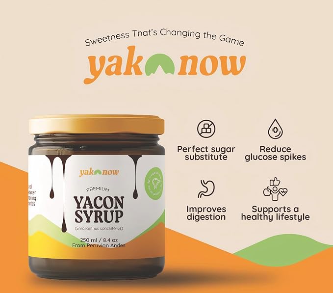 Yacon Syrup, Natural Sweetener with Prebiotics, Low glycemic, Keto friendly, 8.4 oz