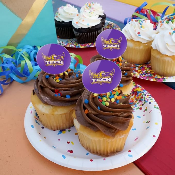 Tennessee Technological University Primary Logo Cupcake Picks Toppers Decoration Set of 6