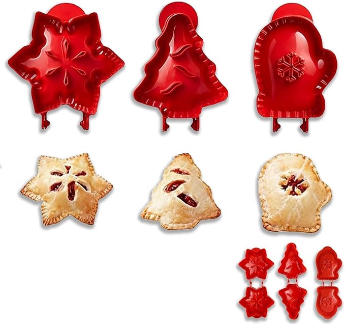 Christmas & Thanksgiving Pie Molds Set, Festive Shaped Pie Press Cutters for Mini Pies, Hand Pies, Empanadas – Non-Stick Baking Tools for Holiday Baking & Gifting (A 3PC)