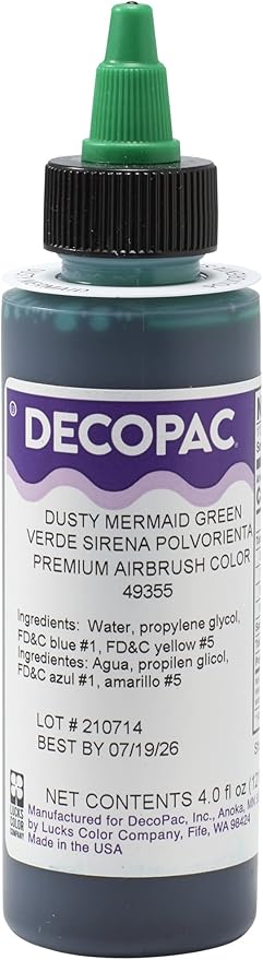 DECOPAC Food Coloring, Airbrush Food Color, Edible Airbrush For Cake Decorating, Cookie Airbrush Coloring, Food Airbrush Kit Add-on, Airbrushes For Cake Decorating 4 Fl Oz - Dusty Mermaid