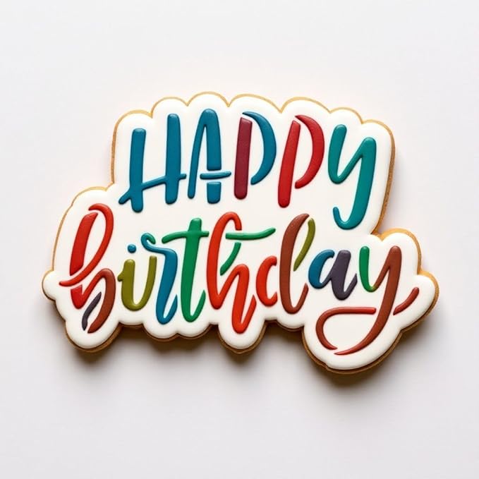 Cookie Cutter and Stencil Set Bundle Kit PYO Cookies Paint Your Own Diy Bakery Fondant Sugar Happy Birthday Wedding Baby Candle Kids Painting Coloring Pages Comb (Happy Birthday Set)