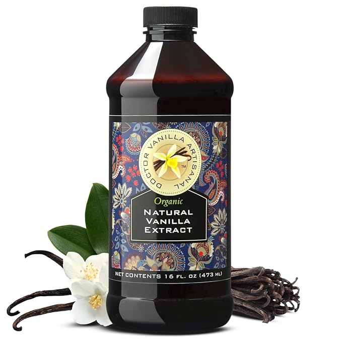 Organic Natural Vanilla For Baking, Sweet Drinks And More, Small Batch, Hand Crafted From Premium Madagascar Bourbon Vanilla Pods, Additive Free, 16 Oz Bottle