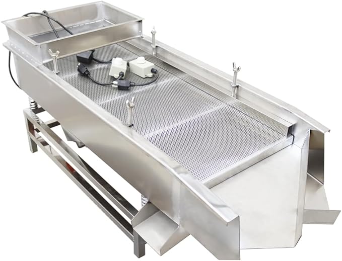 Electric Linear Vibrating Sifter(Two Motors+ 4&1mm Two Screens) Straight Vibrating Sieve Shaker Stainless Steel Linear Sifter Machine Linear Shaker 110v