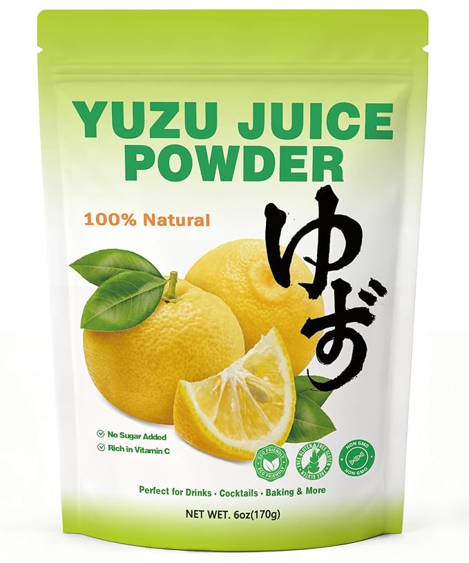 6oz Yuzu Juice Powder - Tangy Japanese Citrus Mix for Drinks, Cocktails, Baking - Instant Yuzu Powder with No Added Sugar for Cooking, Beverages, and More