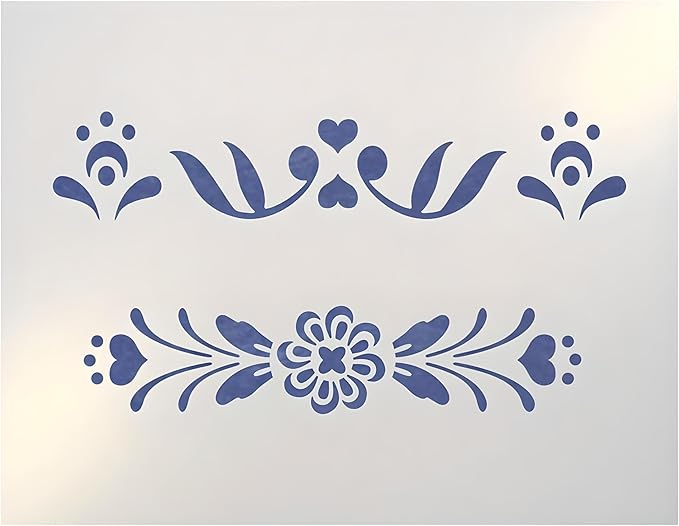 Rosemaling Pattern 3 & 4 Mini Stencils - Reusable Mylar Templates for DIY Crafts, Wood Signs, Walls & Fabric - Nordic Folk Art Painting & Scandinavian Designs - The Artful Stencil