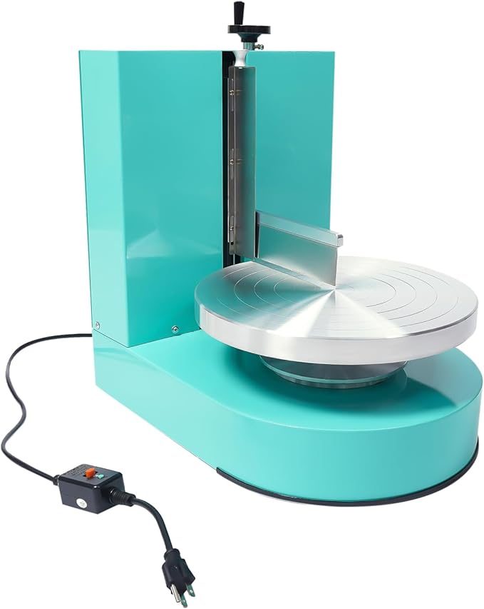 200W Automatic Cake Decorating Machine, 4-12 inch Birthday Cake Cream Spreading Machine Cream Smooth Coating Decoration Adjustable Speed w/LCD Display for Cake Shops, Dessert Shops (Green)