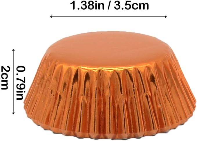 Mini Orange Foil Cupcake Liners Muffin Baking Cups for Party and More, 300-Count