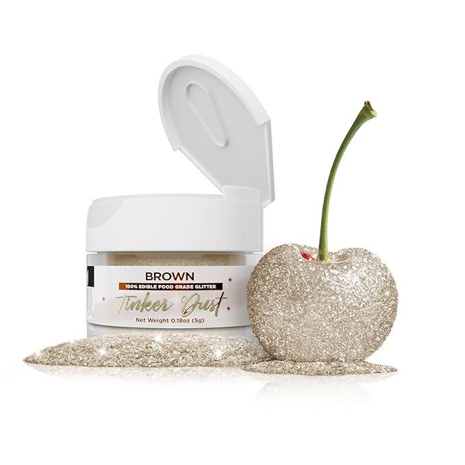 Bakell - Brown Tinker Dust (5g, 1x Jar) Edible Glitter for Food, Desserts, and Beverages!
